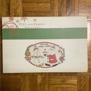 Fitz and Floyd holiday cookie platter: Santa and snowman NIB